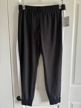 Athleta Black Track Joggers with White Side Panels